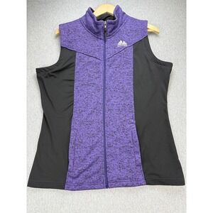 Powder River Outfitters Vest Womens XL Purple Black Heathered Full Zip Pockets